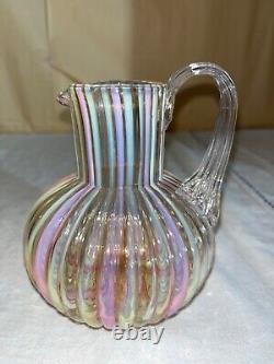 Phoenix Glass Co Rainbow Stripe Ribbed Pitcher-Victorian-Ewer-Creamer