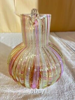 Phoenix Glass Co Rainbow Stripe Ribbed Pitcher-Victorian-Ewer-Creamer