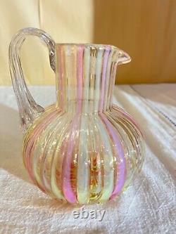 Phoenix Glass Co Rainbow Stripe Ribbed Pitcher-Victorian-Ewer-Creamer