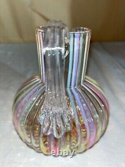 Phoenix Glass Co Rainbow Stripe Ribbed Pitcher-Victorian-Ewer-Creamer