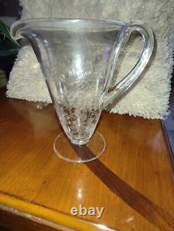 Pitcher Crystal Engraved Decor Flower Foliage And Border Dlg Baccarat St Louis