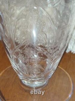 Pitcher Crystal Engraved Decor Flower Foliage And Border Dlg Baccarat St Louis