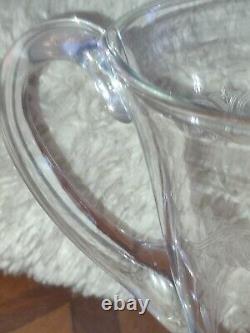 Pitcher Crystal Engraved Decor Flower Foliage And Border Dlg Baccarat St Louis