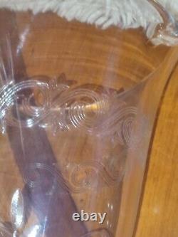 Pitcher Crystal Engraved Decor Flower Foliage And Border Dlg Baccarat St Louis