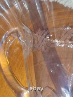 Pitcher Crystal Engraved Decor Flower Foliage And Border Dlg Baccarat St Louis