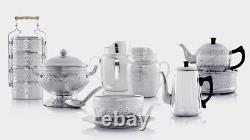 Pitcher Set Jug Jar Mug Aluminum Liquid Water Juice Silver Drink Vintage Style