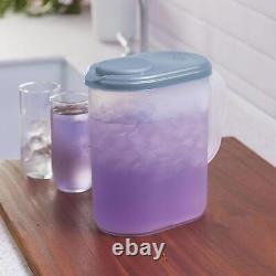 Pitcher Water Jug Drink Dispenser Blue Atoll Lid and Tab with Clear Base Grip