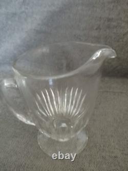 Pitcher water jug in molded cut glass with facets
