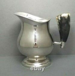 Plata Lappas Silverplate Pitcher Natural Horn Handle Argentina Barware Water Jug