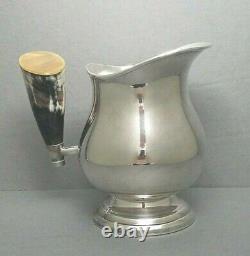 Plata Lappas Silverplate Pitcher Natural Horn Handle Argentina Barware Water Jug