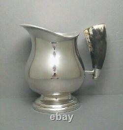 Plata Lappas Silverplate Pitcher Natural Horn Handle Argentina Barware Water Jug