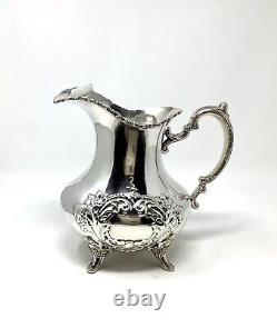 Poole sterling silver hand-chased Crest of Windsor Water Pitcher Jug 1.9 Lb