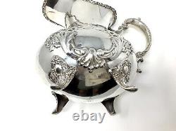 Poole sterling silver hand-chased Crest of Windsor Water Pitcher Jug 1.9 Lb