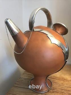 Portuguese Pottery Sterling Silver Water Jug L. TITULO AND LEITAO Arts & Crafts