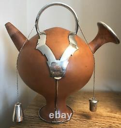 Portuguese Pottery Sterling Silver Water Jug L. TITULO AND LEITAO Arts & Crafts