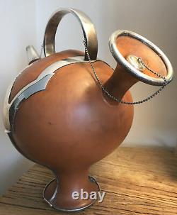 Portuguese Pottery Sterling Silver Water Jug L. TITULO AND LEITAO Arts & Crafts