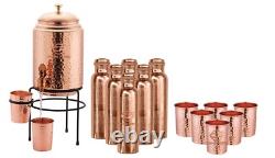 Premium Quality Matka/Vessel of Copper Water Pot Dispenser Jar Vessel Gift Set