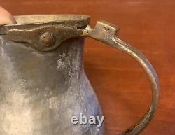 Primitive Hammered Tinned Copper Metal Water Pitcher Jug Rustic Decorative 10