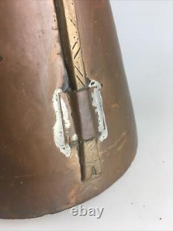 Primitive Hand Made Copper Water Vessel Pitcher Jug 13 High VTG with Handle & Lid