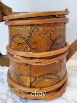 Primitive Wood Antique 1877 Jug Stein Water Pitcher Original Hand Made Designs