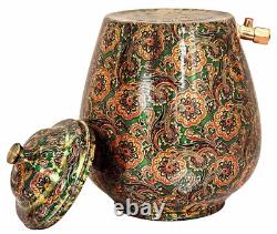 Printed Design Copper Water Dispenser Pot Matka Storage 10 L Bottle Green