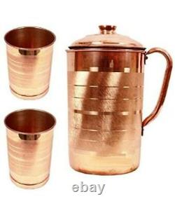 Pure Copper 5 LTR Pot Water Dispenser Tank Storage With Copper Jug 2 glass