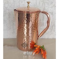 Pure Copper Hammered Jug Pitcher Ayurvedic Water Storage Jug Pack of 1 (2 Liter)