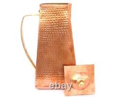 Pure Copper Hand Hammered Water Jug Pitcher with Lid 1.25 LTR Utensil