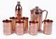 Pure Copper Handmade 1 Jug Water Pitcher 6 Big Carved Glasses 1 Thermos Bottle