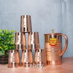 Pure Copper Jug Pitcher Luxury Design, Stylish Water Storage and Serving Pitcher