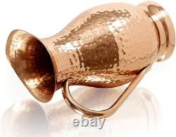 Pure Copper Pitcher Large Hammered 70oz Lid Handcrafted Water Jug