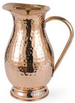 Pure Copper Pitcher With Lid, Large Handcrafted Hammered Water Jug, 70 Oz/200