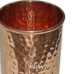 Pure Copper Water Dispenser 12 Litre Hammered Pitchers Matka 2 Drinking Tumbler