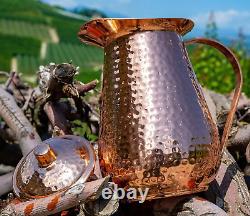 Pure Copper Water Pitcher with Lid, 100% Solid Copper Jug, Capacity 70 Oz, Copp