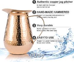Pure Copper Water Pitcher with lid, 100% Solid Jug, Capacity 70