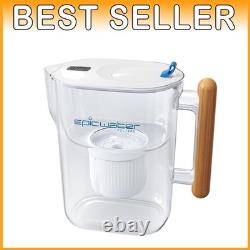 Pure Filter Pitcher 10 Cup BPA-Free White & Bamboo