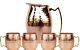 Pure Copper Hammered Jug Moscow Mule Water Pitcher Heavy Gauge Set Of 4 Mugs