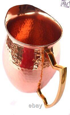 Pure copper Hammered Jug Moscow Mule Water Pitcher Heavy Gauge Set Of 4 Mugs