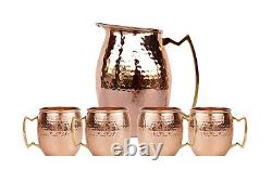 Pure copper Hammered Jug NEW Copper Moscow Mule Water Pitcher Heavy Gauge Pur