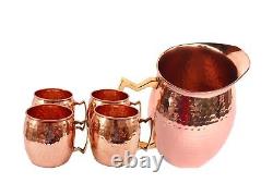 Pure copper Hammered Jug NEW Copper Moscow Mule Water Pitcher Heavy Gauge Pur