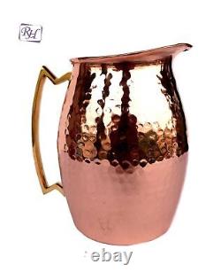 Pure copper Hammered Jug NEW Copper Moscow Mule Water Pitcher Heavy Gauge Pur