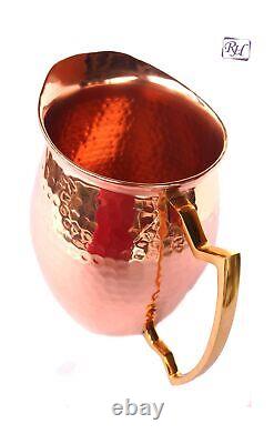 Pure copper Hammered Jug NEW Copper Moscow Mule Water Pitcher Heavy Gauge Pur