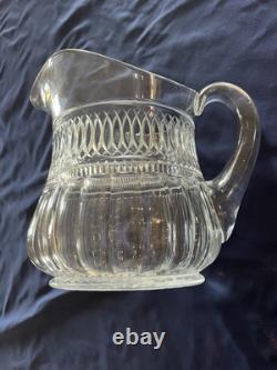 RARE Heicey Large Water Pitcher 8 Tall Jug Ribbon Candy Pattern HEIRIC 1912