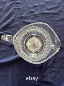 RARE Heicey Large Water Pitcher 8 Tall Jug Ribbon Candy Pattern HEIRIC 1912