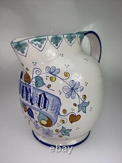 RARE Large Deruta Italian Italy Fratelli Mari Vino Water Wine Jug Pitcher 12