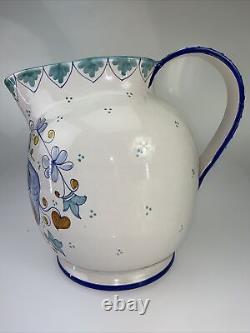 RARE Large Deruta Italian Italy Fratelli Mari Vino Water Wine Jug Pitcher 12