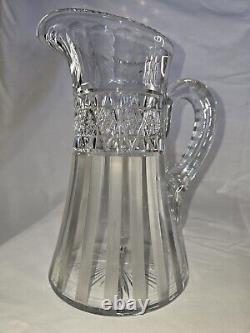 RARE Pitcher Jug TankardSet Of 6 GlassesAmerican Glass Crystal Signed Hawkes