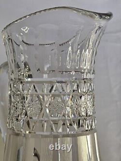 RARE Pitcher Jug TankardSet Of 6 GlassesAmerican Glass Crystal Signed Hawkes