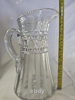 RARE Pitcher Jug TankardSet Of 6 GlassesAmerican Glass Crystal Signed Hawkes