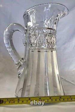 RARE Pitcher Jug TankardSet Of 6 GlassesAmerican Glass Crystal Signed Hawkes